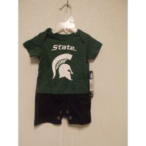 NCAA Michigan State Spartans Green and Black Romper Size 0/3 M Gen2